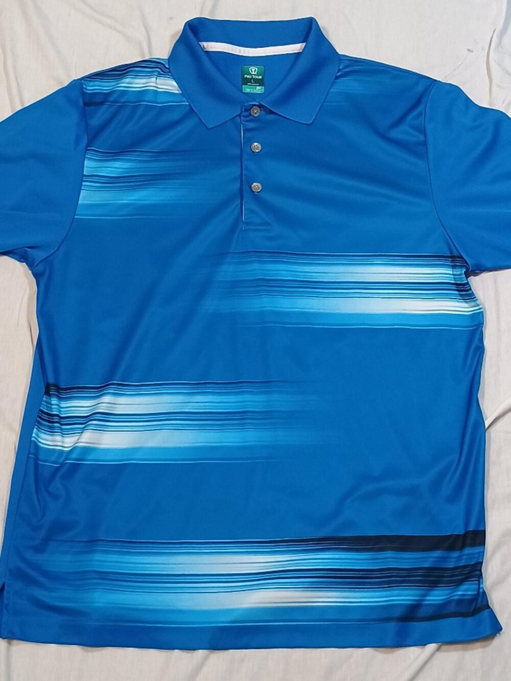 Pro Tour/Golf Polo Shirt/Mens L/Royal Blue Airplay Stripe Performance Athleisure